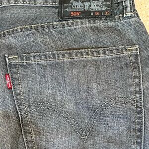 Levi’s 505   Size 36X32 distressed wash grey/black